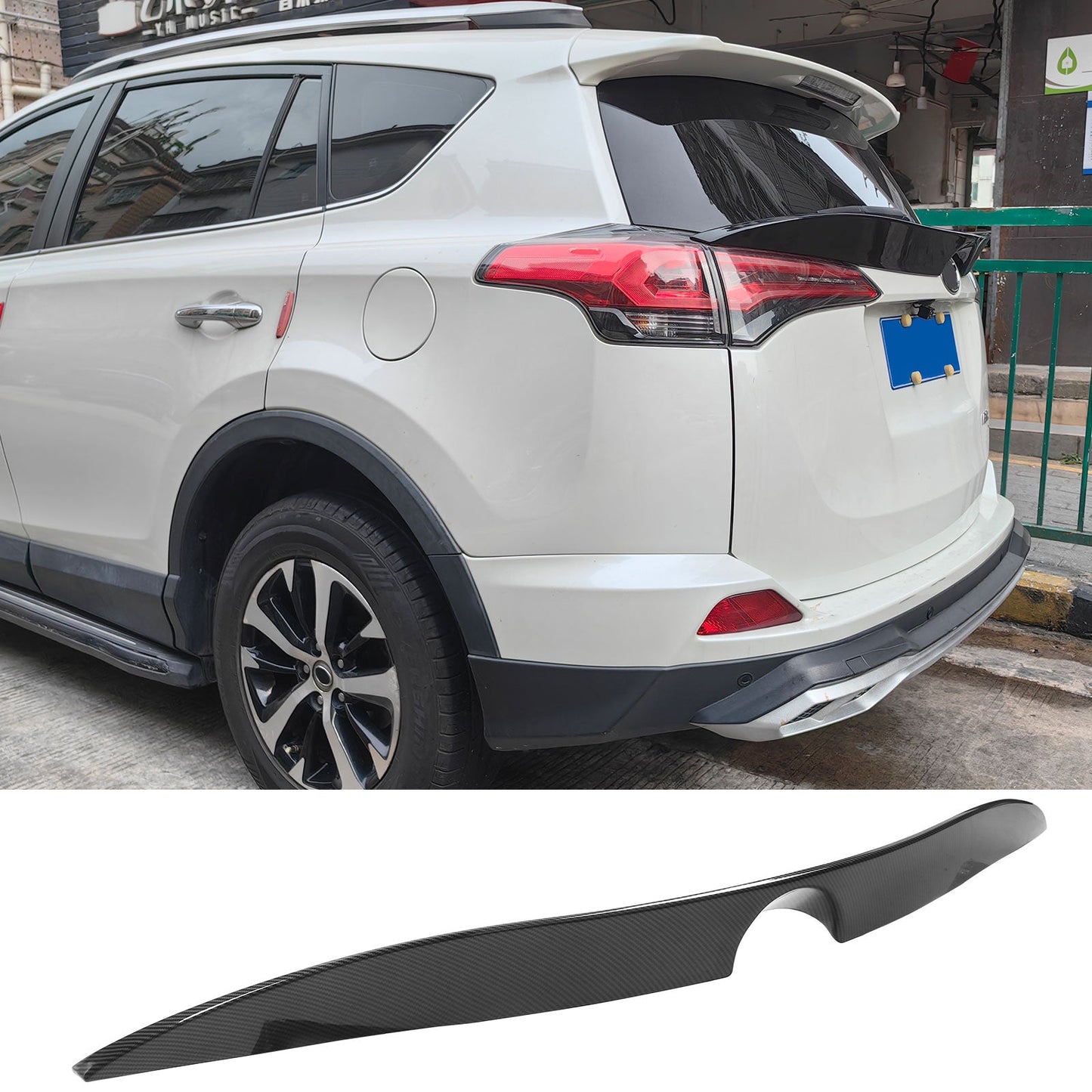 2016-2018 Toyota Rav4 IKON Rear Spoiler Lip Carbon Fiber Print ABS