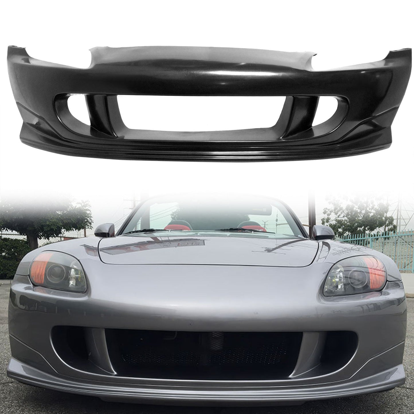 2000-2009 Honda S2000 R1 Style Unpainted Black Front Bumper Cover PU