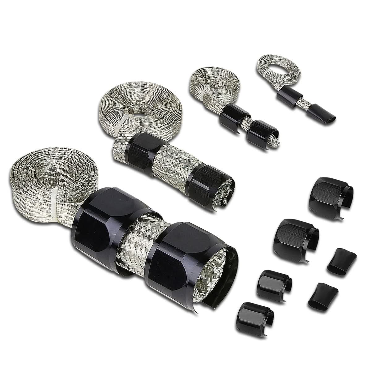 Universal Braided Stainless Steel Hose Set - Black