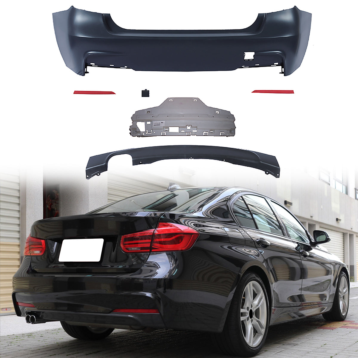 2012-2018 BMW F30 3 Series Sedan M-Tech Style Rear Bumper Cover