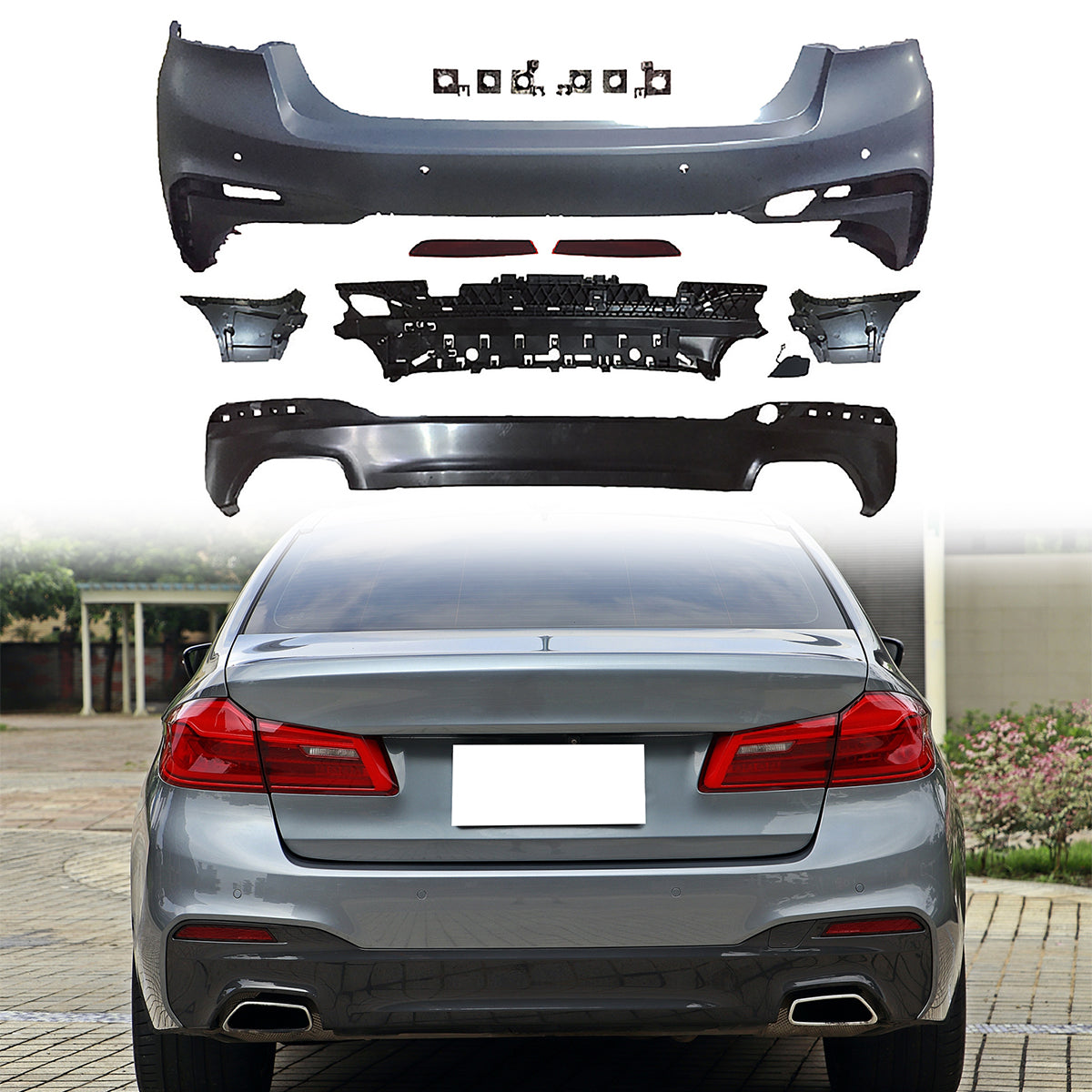 2017-2020 BMW G30 5 Series Sedan 4DR M-Tech Style Rear Bumper Cover