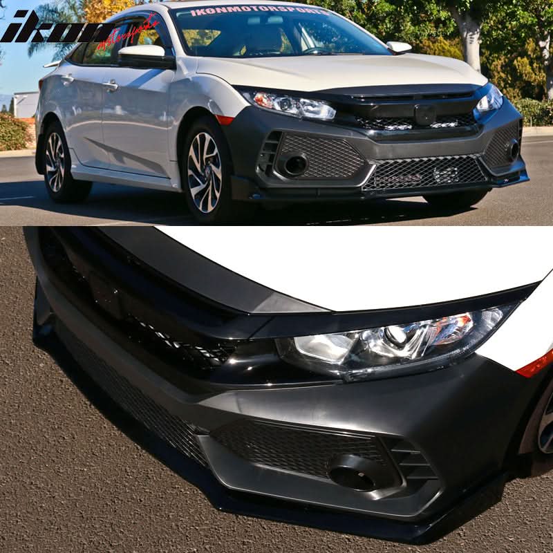 2016-2021 Honda Civic Type R Gloss Black Front Bumper Cover & Lip