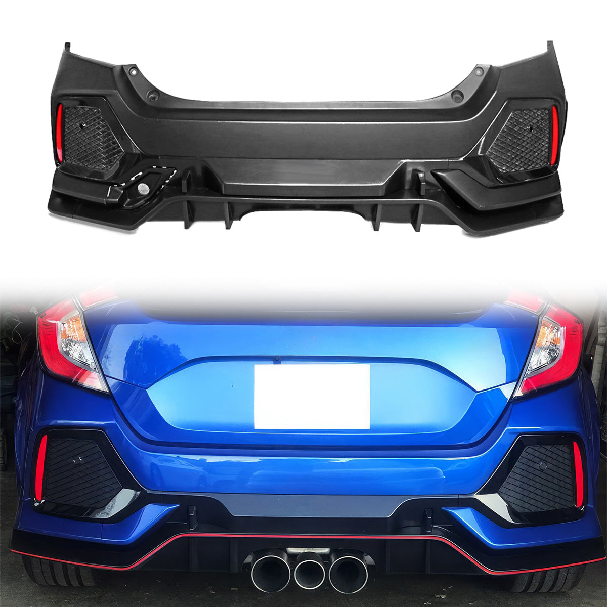 2017-2021 Honda Civic HB TypeR Style Primer Front Bumper Conversion PP
