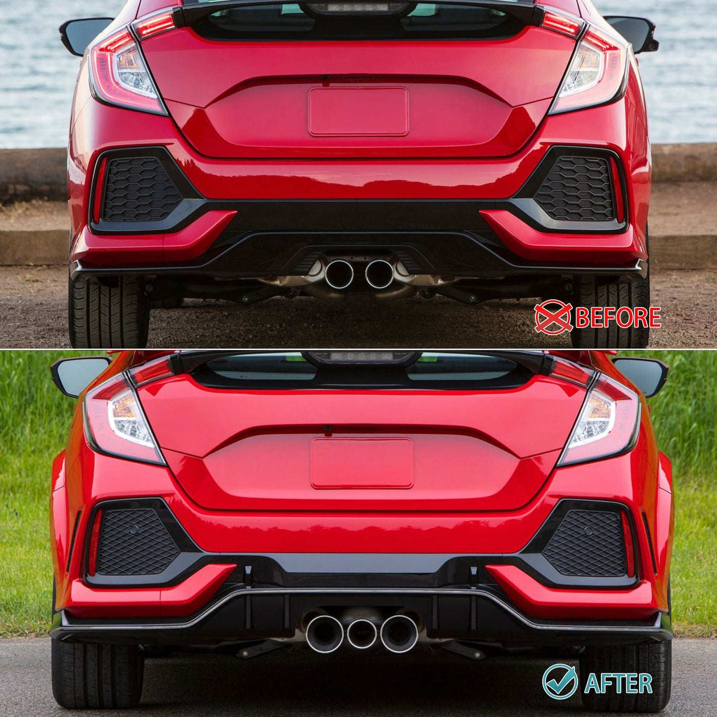 2017-2021 Honda Civic HB TypeR Style Primer Front Bumper Conversion PP