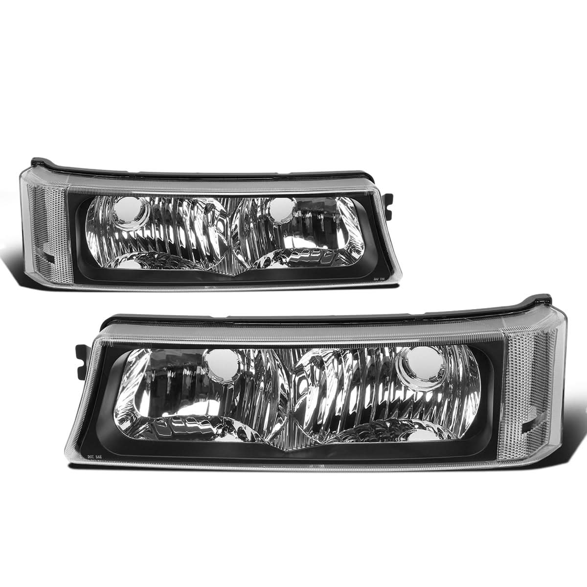 2003-2007 Chevrolet Avalanche Silverado Bumper Lights Black Clear