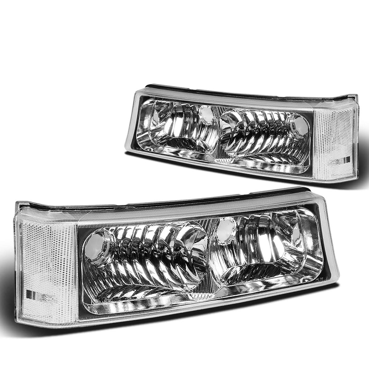 03-07 Chevrolet Avalanche Silverado Chrome Clear Bumper Lights 2PC