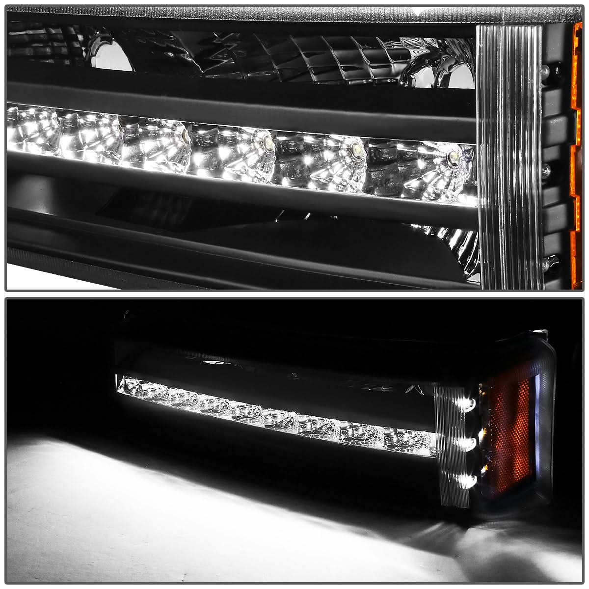 03-06 Chevrolet Silverado Avalanche LED DRL Bumper Lights Black