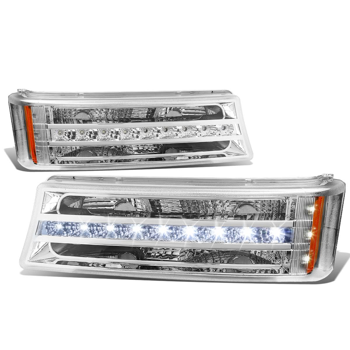 2003-2006 Chevrolet Silverado LED DRL Bumper Lights Chrome Housing
