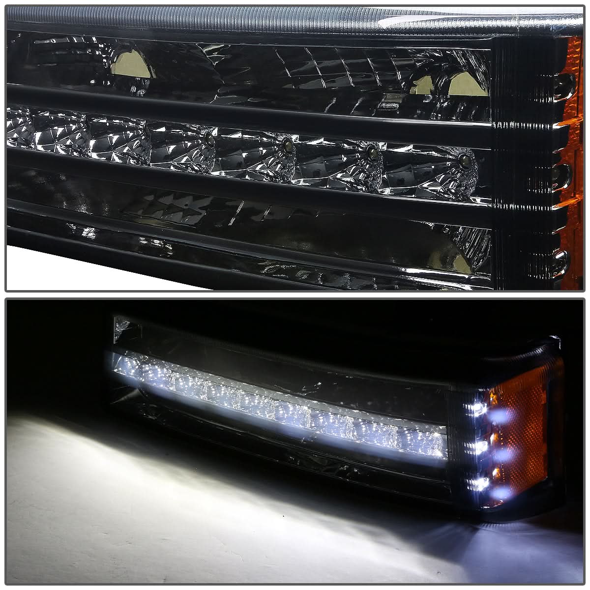 03-06 Chevrolet Silverado Avalanche LED DRL Bumper Lights Smoke