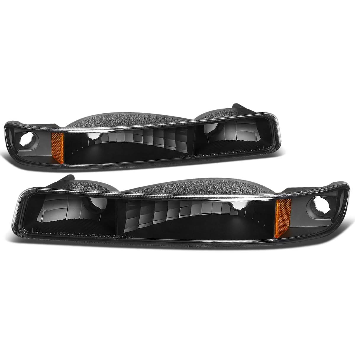 99-07 GMC Sierra Yukon Black Amber Corner Bumper Lights 2PC