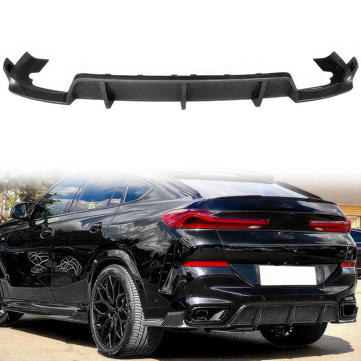 2020-2023 Bmw G06 X6 Ikon Style Gloss Black Rear Bumper Diffuser-pp