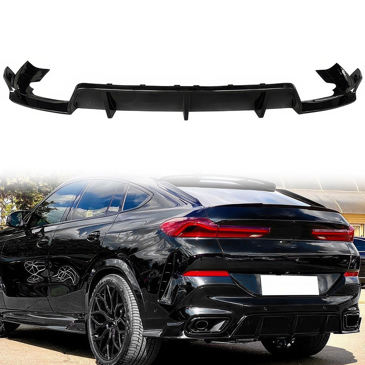2020-2023 Bmw G06 X6 Ikon Style Gloss Black Rear Bumper Diffuser-pp