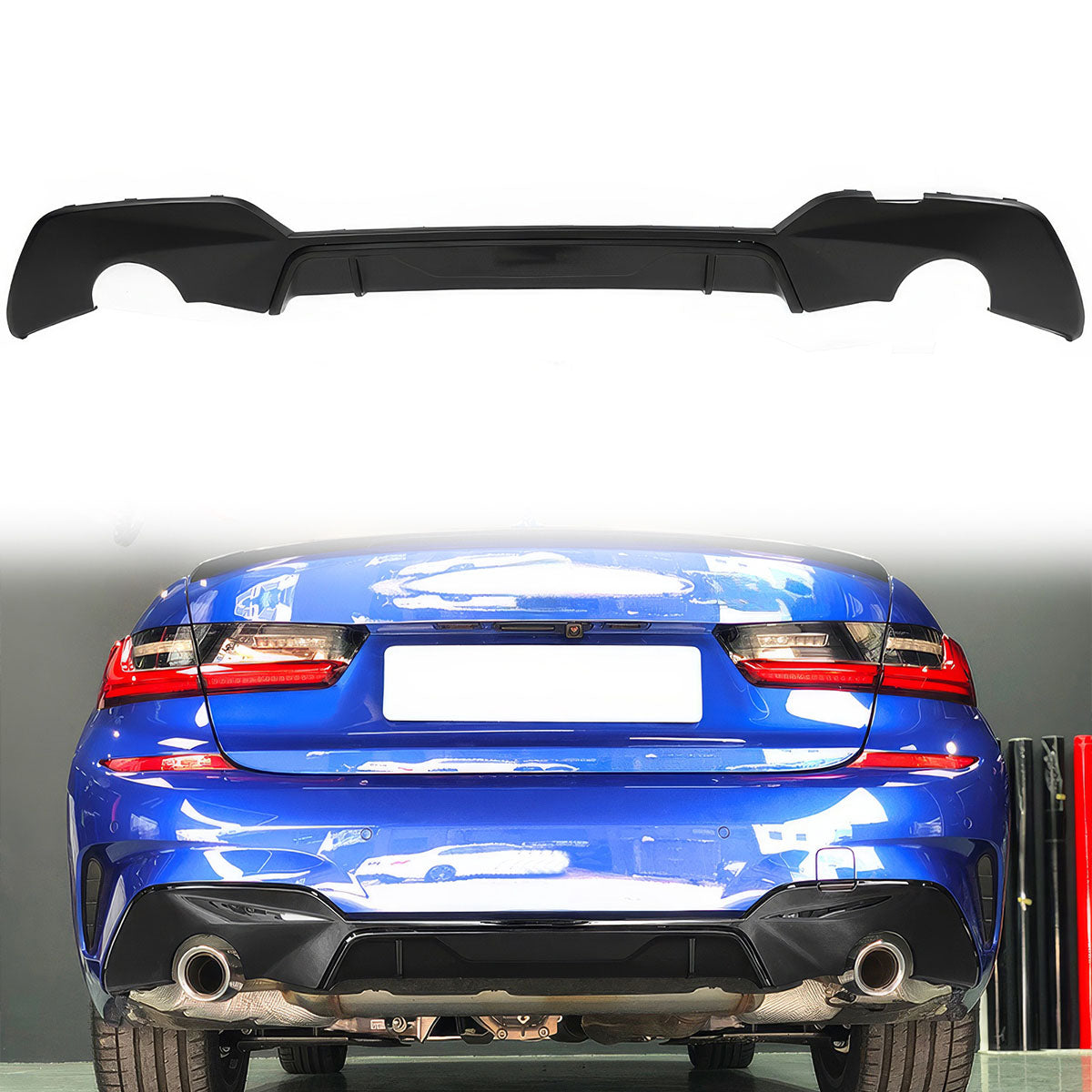 2019-2022 BMW 330i M Sport Dual Single Exhaust Rear Lip Diffuser PP