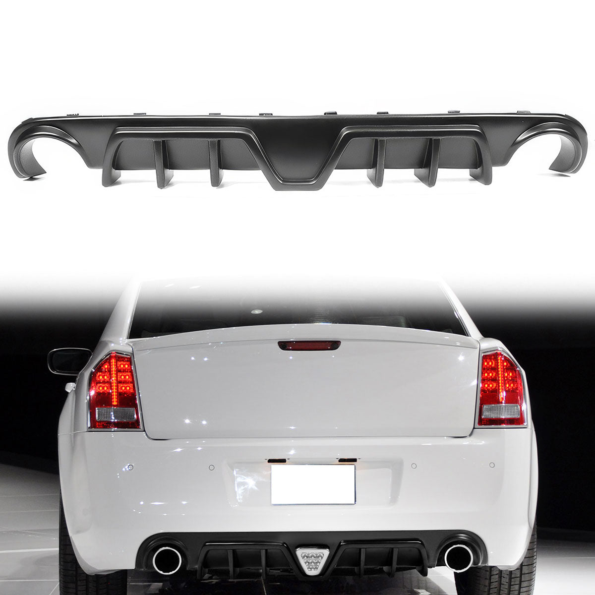 2012-2014 Chrysler 300 SRT Shark Fin Rear Diffuser with LED Light PP