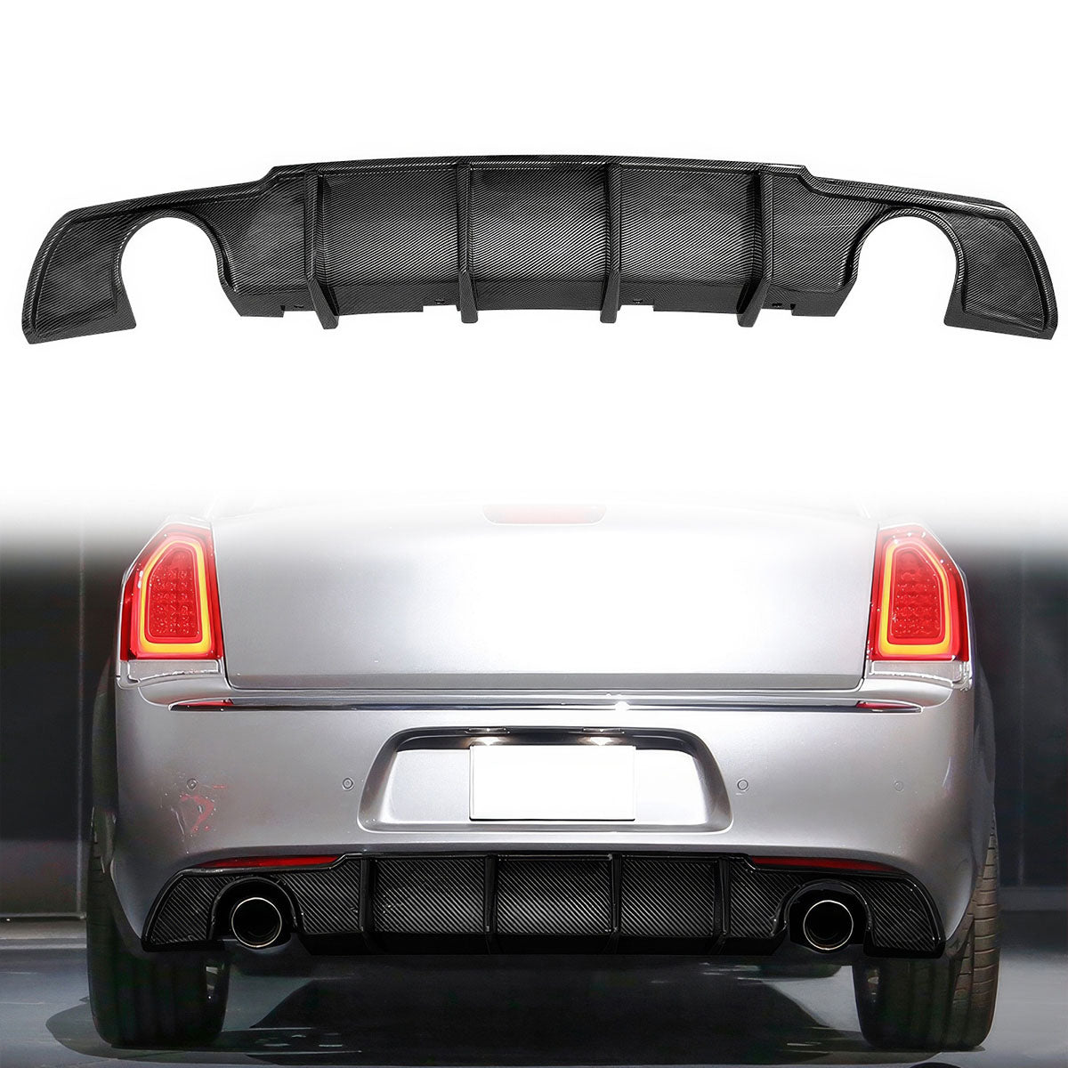 2015-2024 Chrysler 300 4 Shark Fin Style Rear Diffuser Lip PP