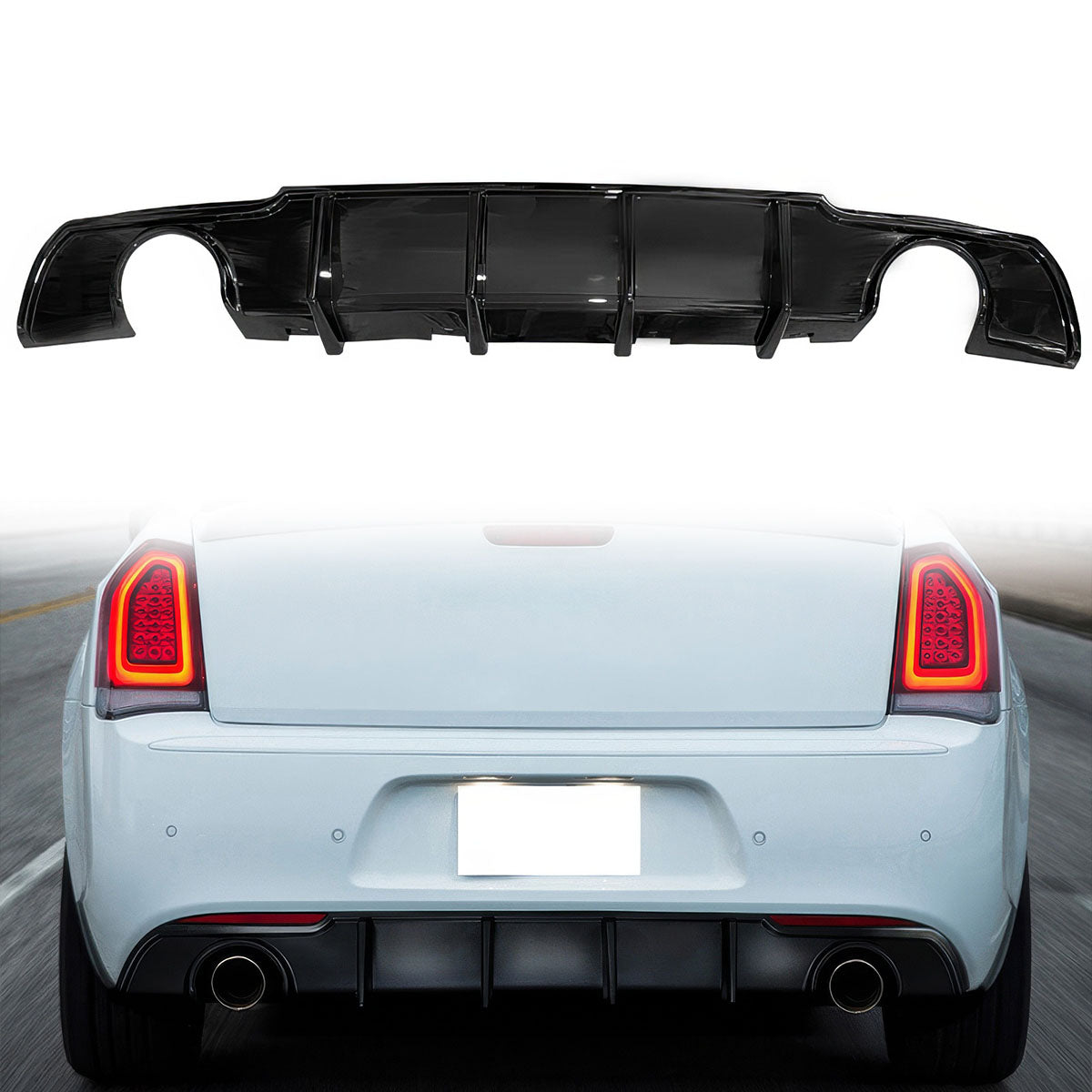 2015-2024 Chrysler 300 4 Shark Fin Style Rear Diffuser Lip PP