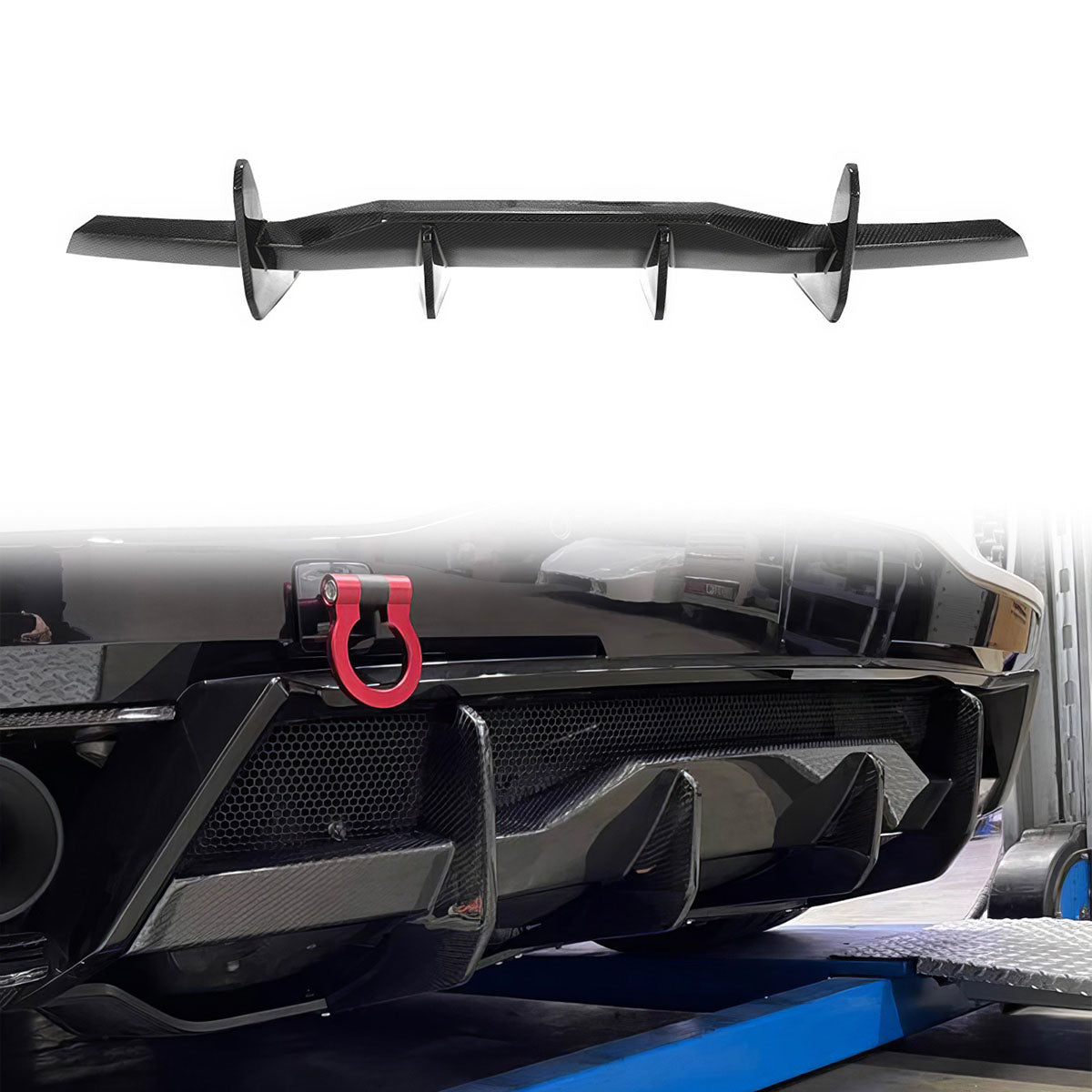 2020-2025 Chevy Corvette C8 Gloss Rear Bumper Diffuser Carbon Fiber