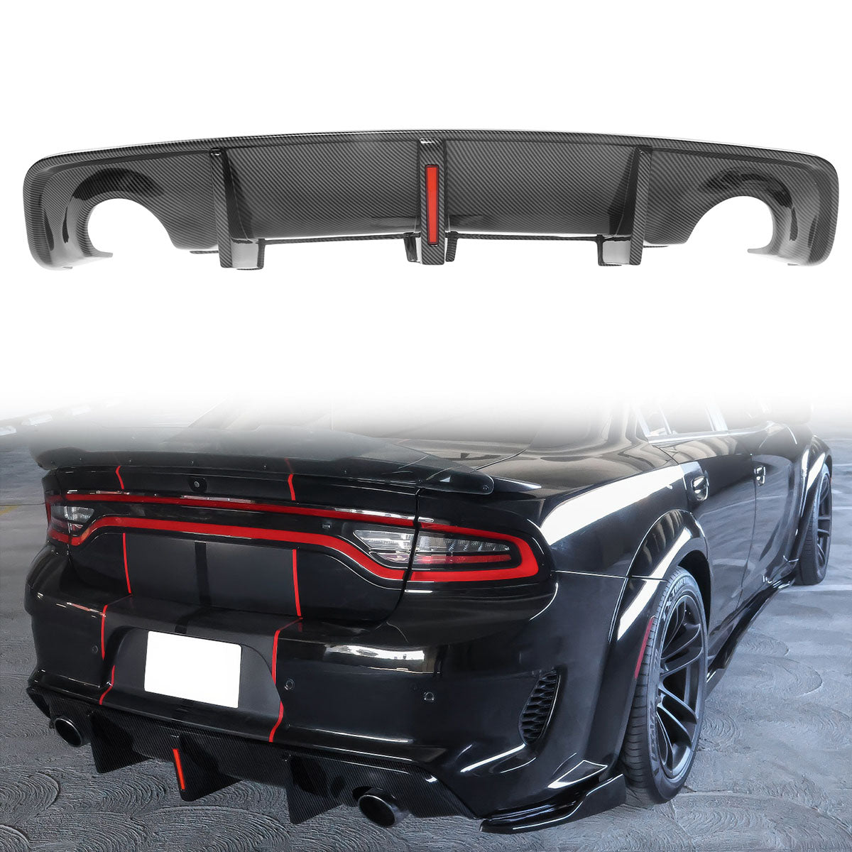 2020-2024 Charger Widebody Rear Diffuser W/ Brake Light PP