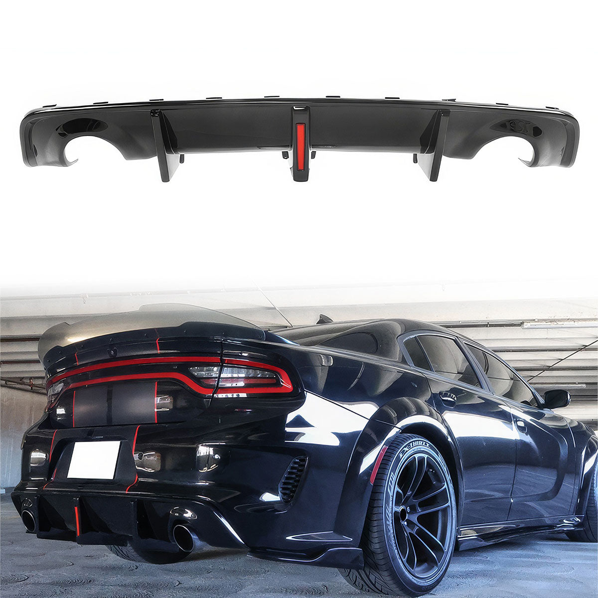 2020-2024 Charger Widebody Rear Diffuser W/ Brake Light PP