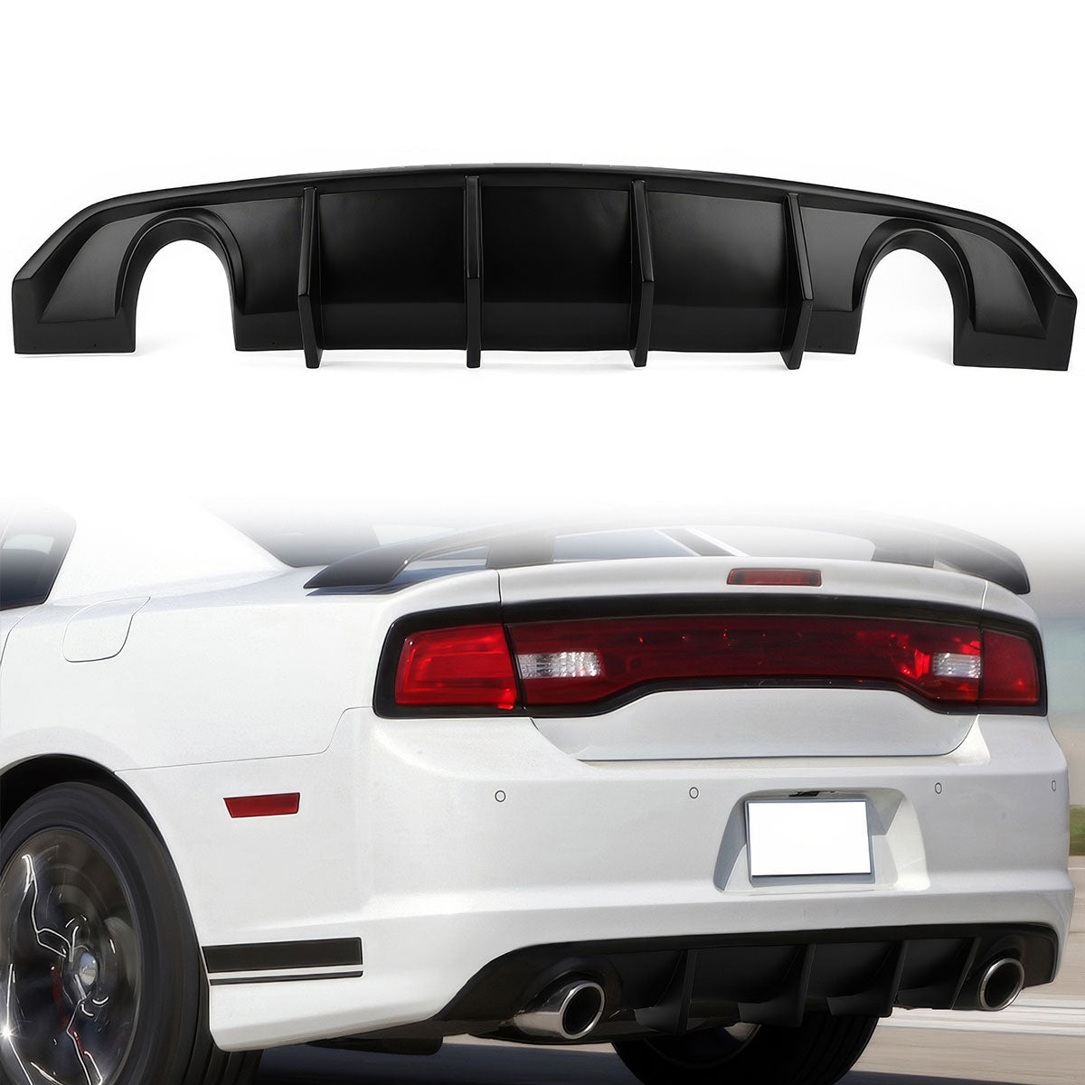 2012-2014 Charger SRT8 V2 Style Rear Diffuser w/ Reflective Tape