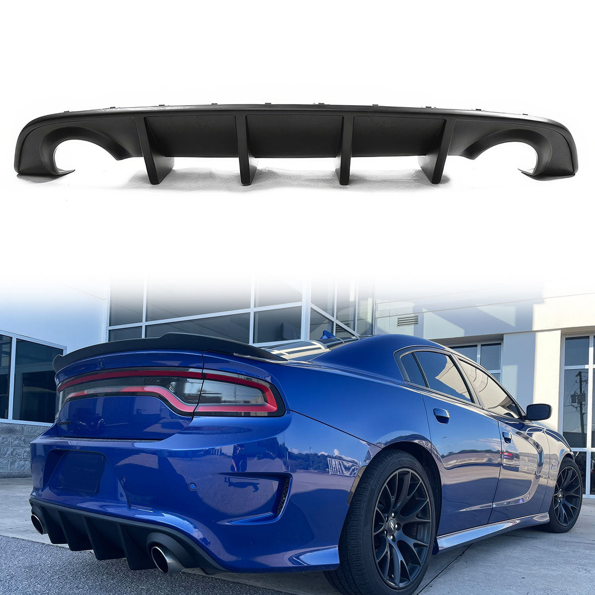 2015-2023 Dodge Charger SRT Rear Diffuser OEM Style Matte Black PP