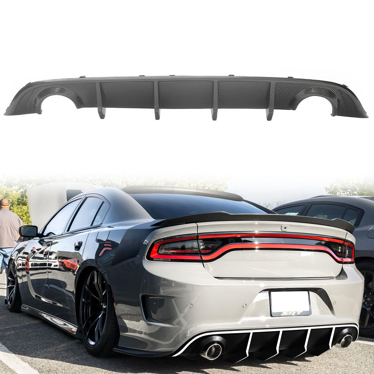 2015-2024 Dodge Charger SRT V2 Rear Diffuser with Reflective Tape PP