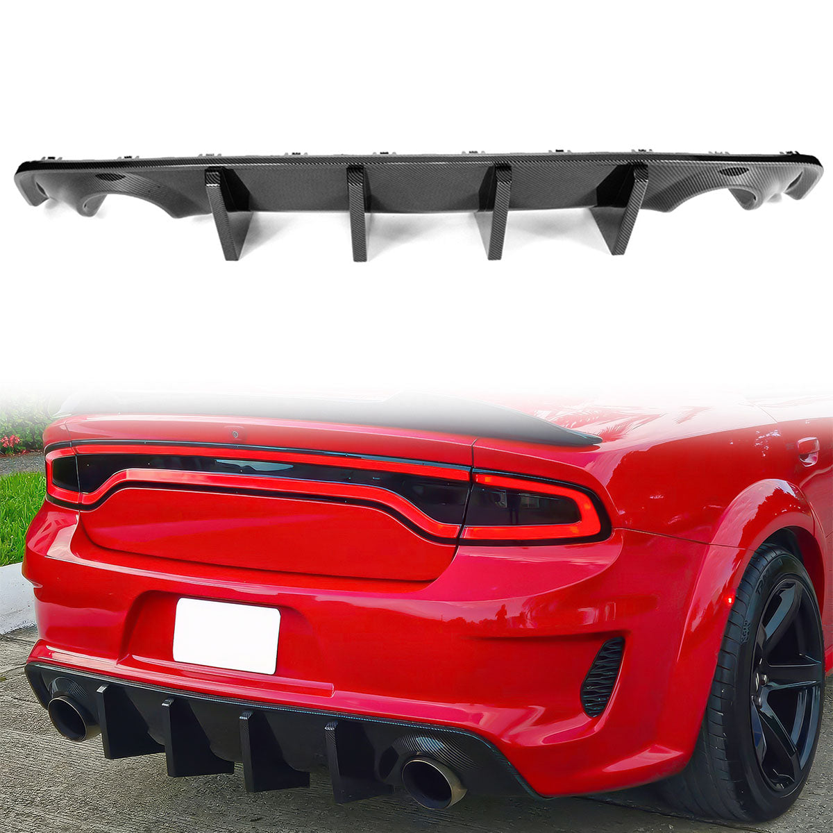 Rear Bumper Diffuser for 2020-2024 Dodge Charger Widebody IKON Style P
