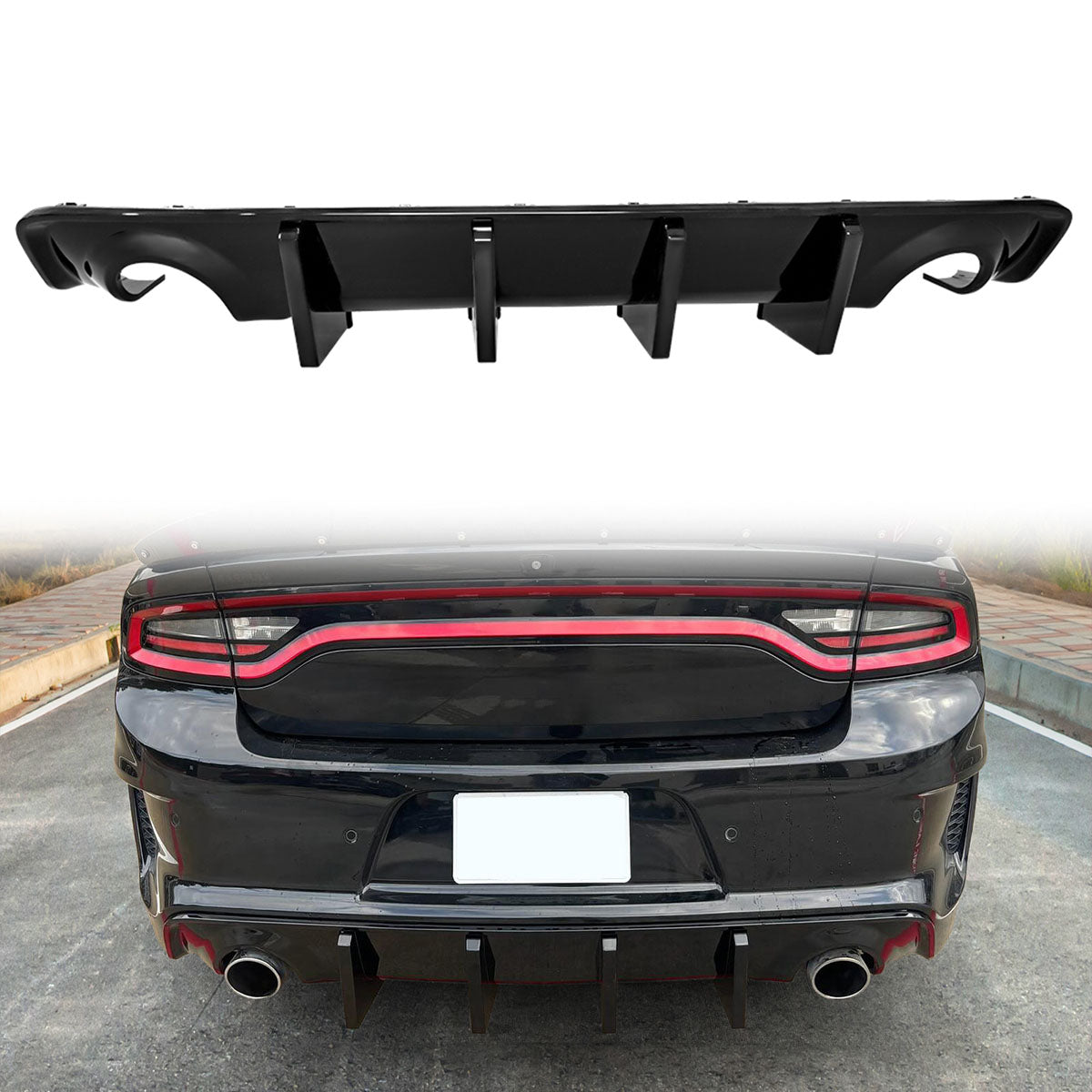 Rear Bumper Diffuser for 2020-2024 Dodge Charger Widebody IKON Style P