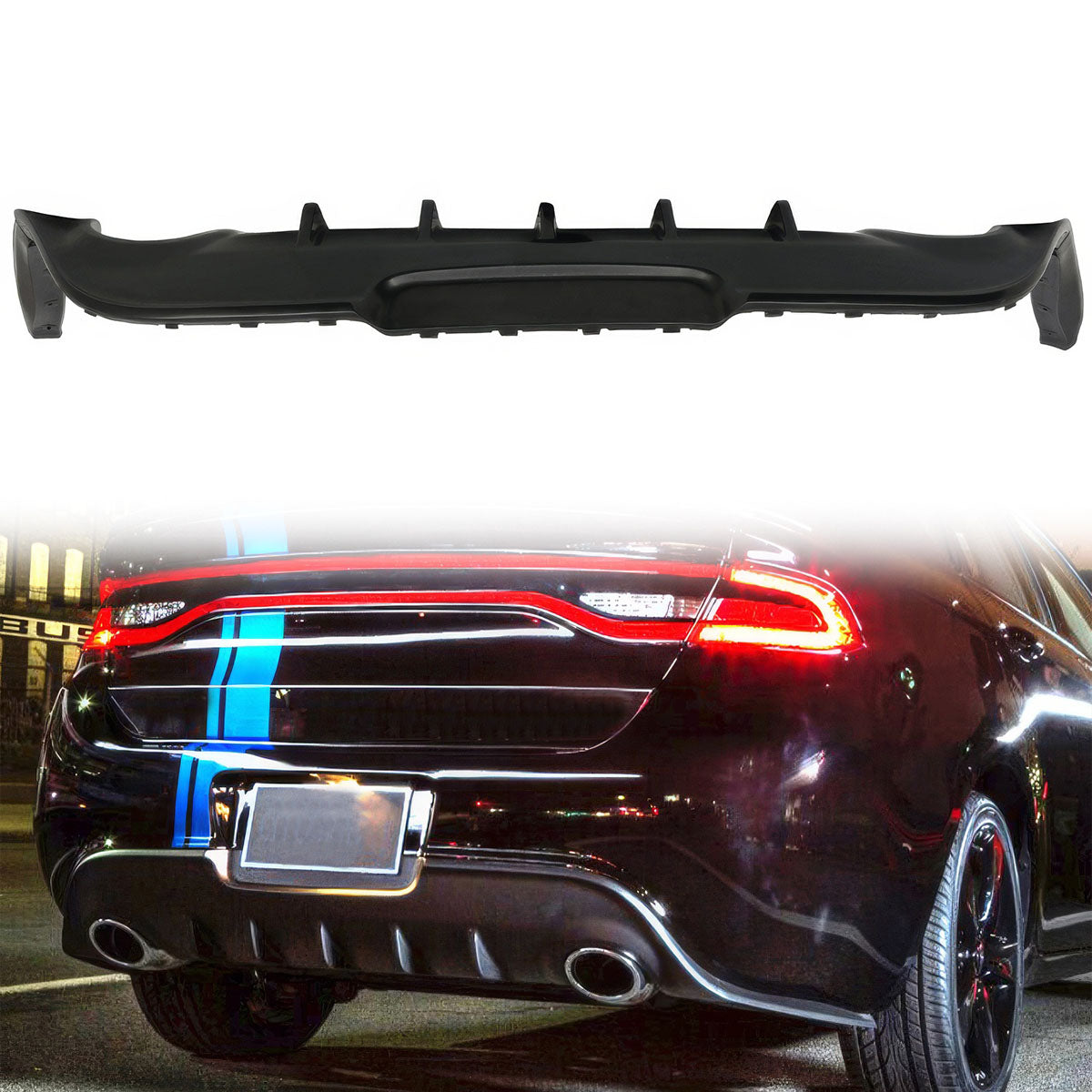2013-2017 Dodge Dart IKON Style Unpainted Rear Bumper Diffuser PU