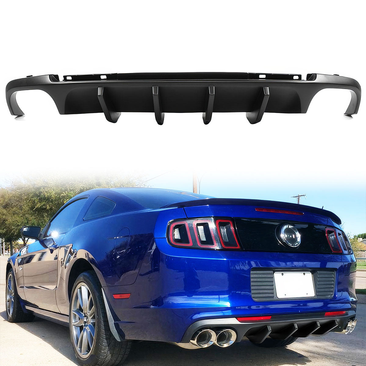 2013-2014 Ford Mustang Shelby Unpainted Black Rear Bumper Diffuser PP