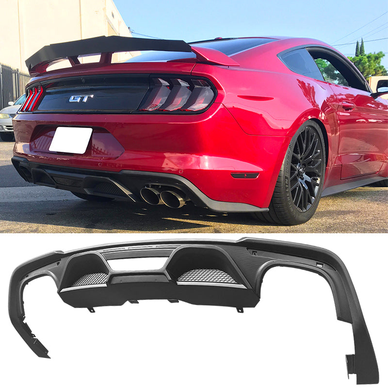 2018-2024 Ford Mustang S550 2DR Matte Black Rear Bumper Diffuser PP