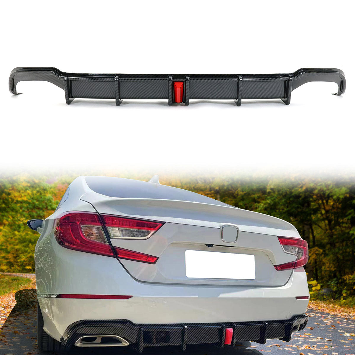 2018-2022 Honda Accord Sport LED Rear Lip Diffuser Carbon Fiber Print