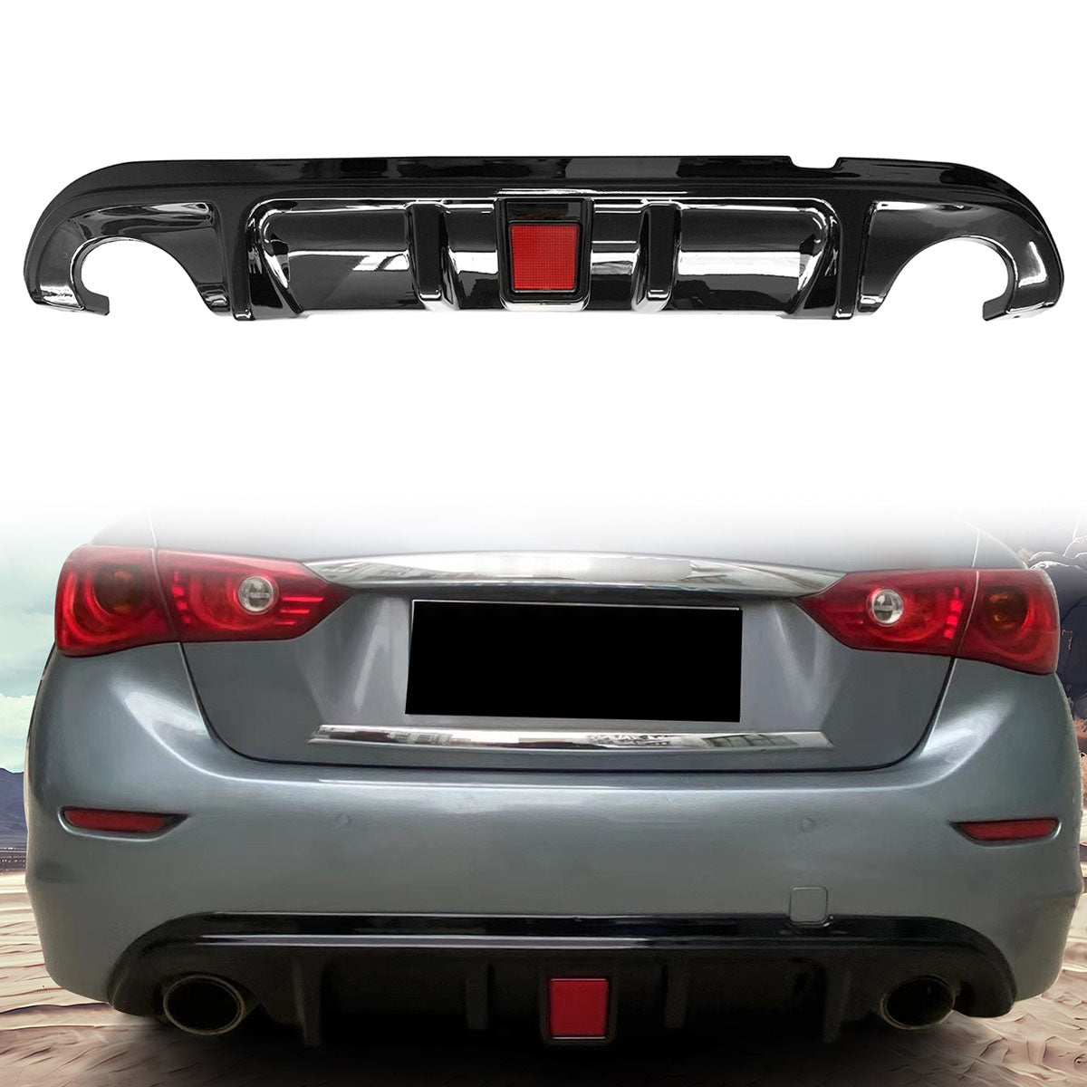 2014-2017 Infiniti Q50 LED Light Rear Bumper Diffuser PP