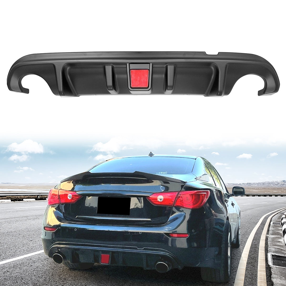 2014-2017 Infiniti Q50 LED Light Rear Bumper Diffuser PP