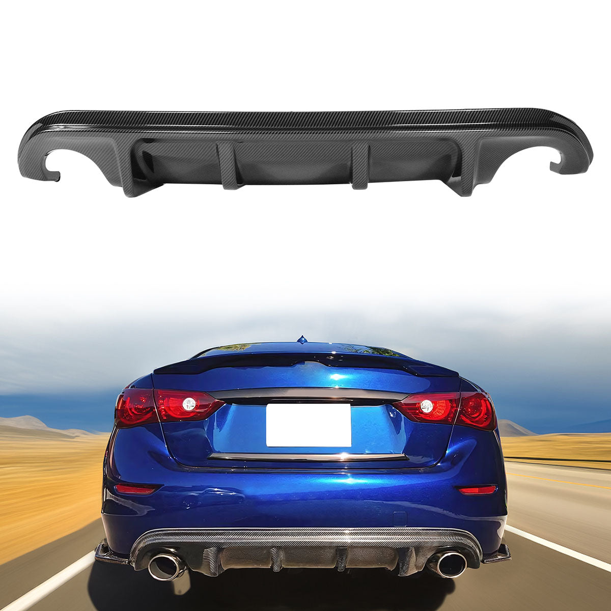 2014-2017 Infiniti Q50  Rear Bumper Diffuser Spoiler Lip  ABS Sedan