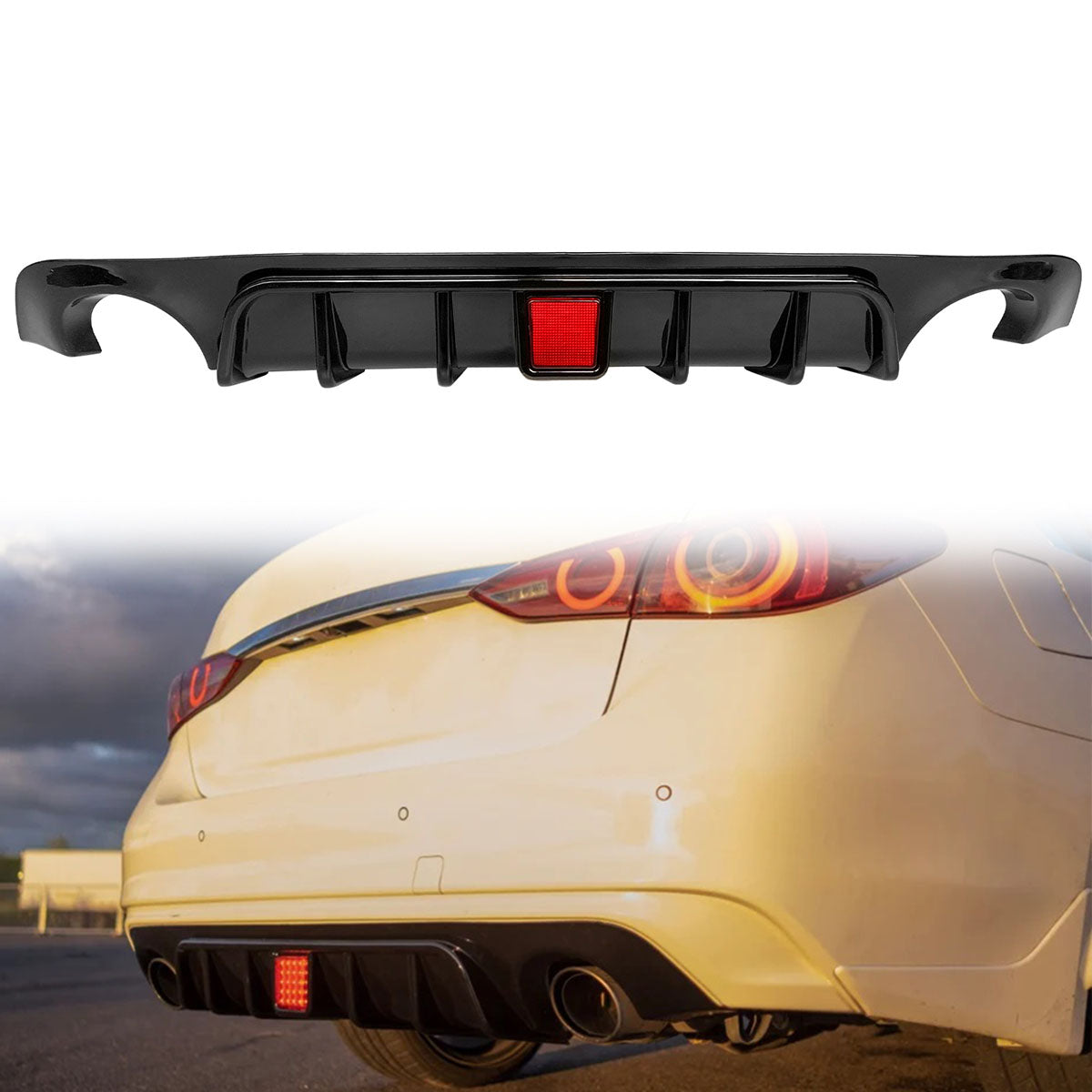 2018-2024 Infiniti Q50 LED Brake Light Rear Bumper Diffuser Lip PP