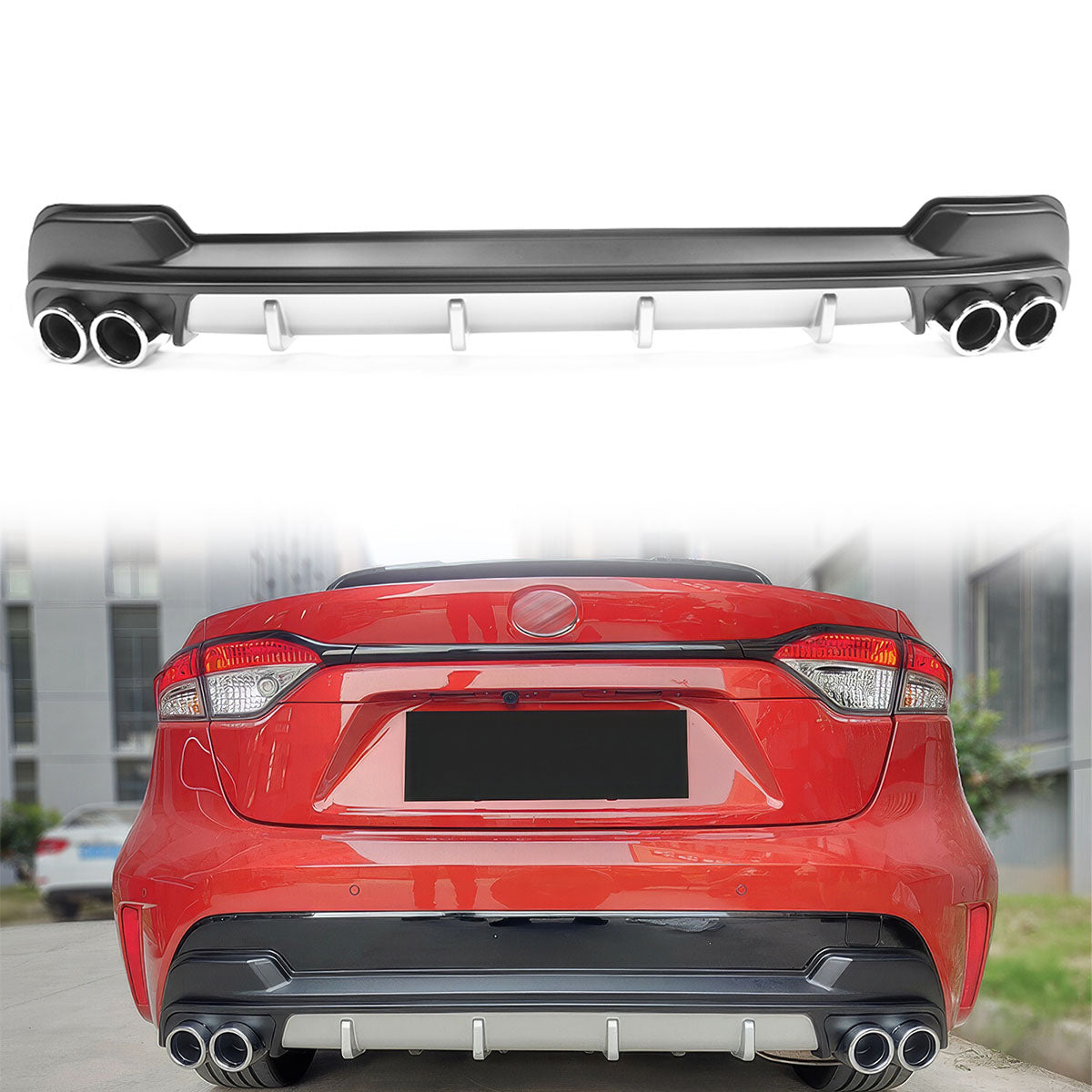 2020-2022 Toyota Corolla L LE XLE Rear Diffuser Silver Lower Trim Tips