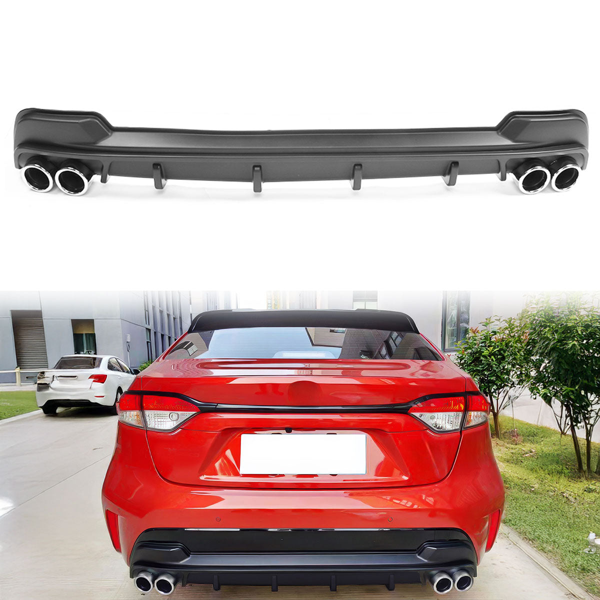 2020-2022 Toyota Corolla L LE XLE Rear Diffuser Silver Lower Trim Tips