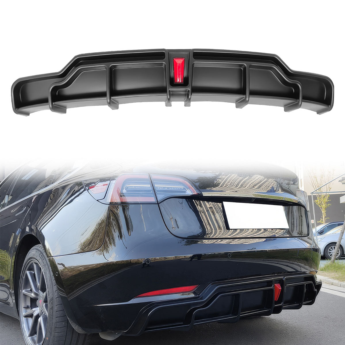 2017-2024 Tesla Model 3 IKON Style Rear Diffuser W/ LED PP
