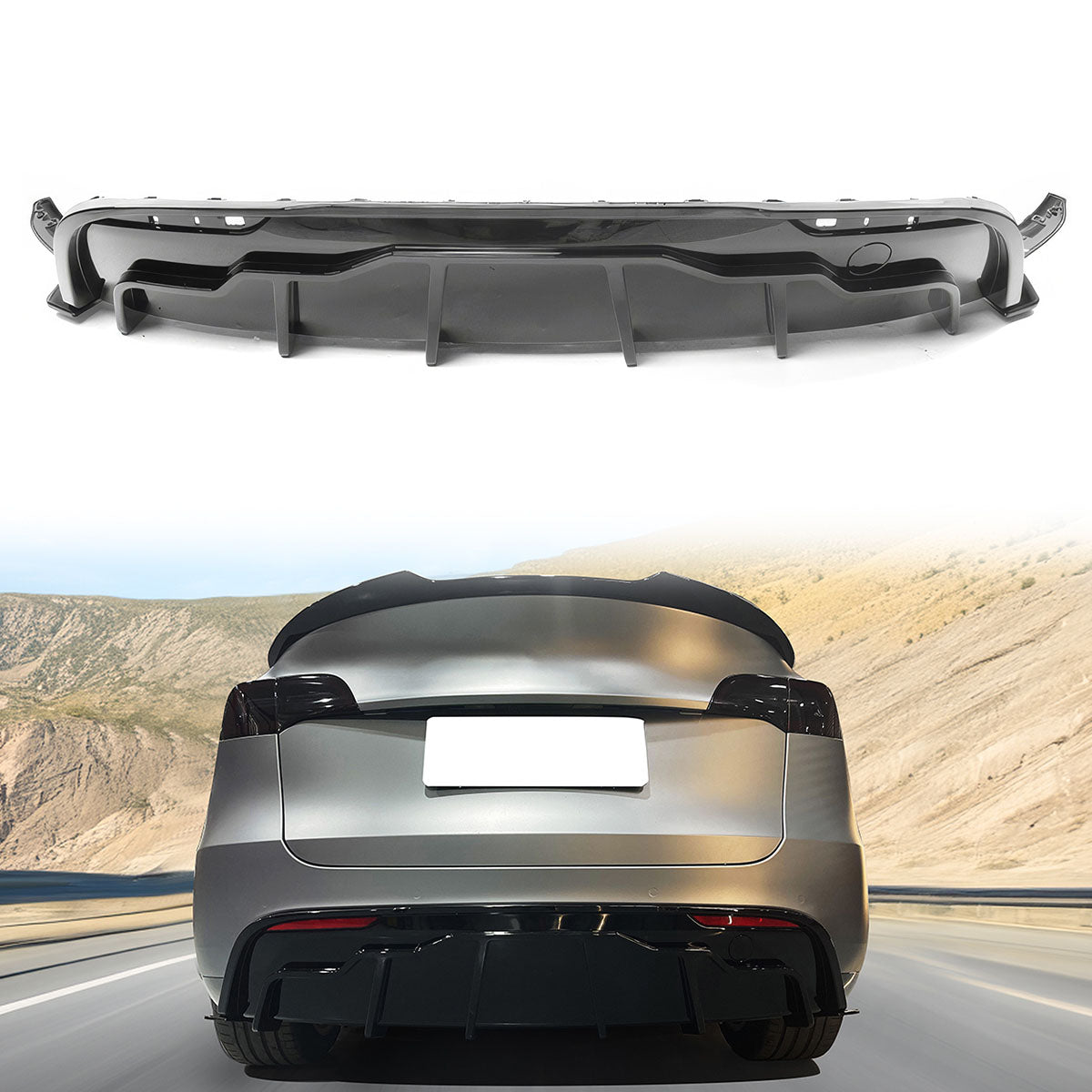 2020-2024 Tesla Model Y Rear Diffuser Shark Fin Splitter