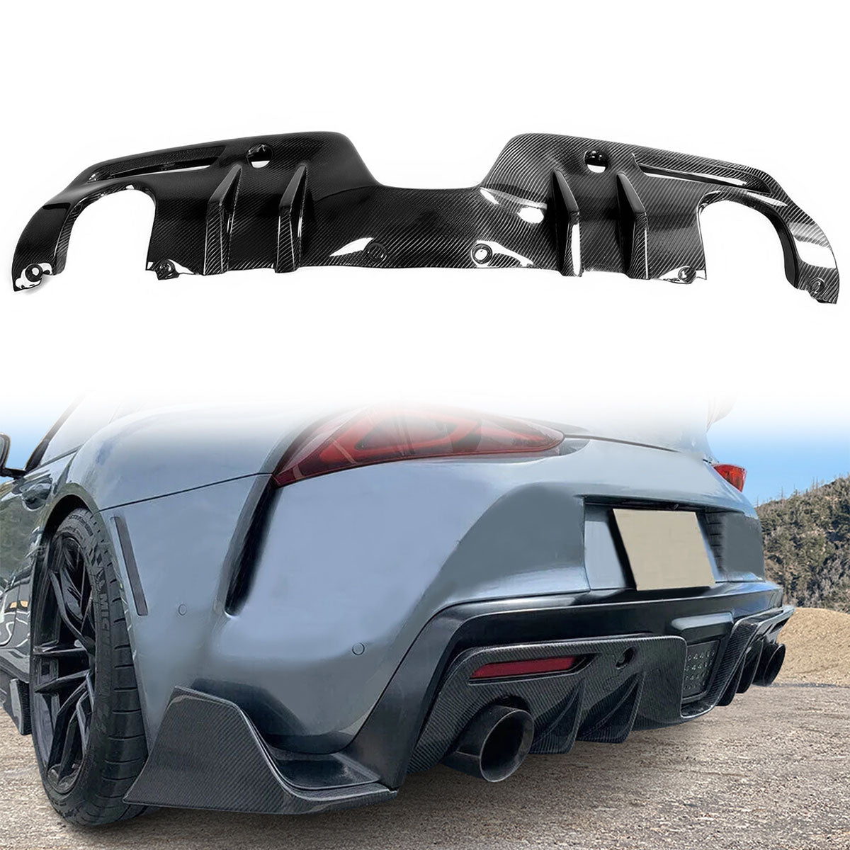 2020-2025 Toyota GR Supra AG Style Rear Diffuser Gloss Carbon Fiber