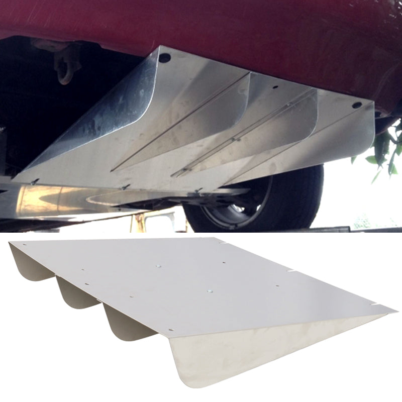 Universal 22"x21" 4 Fins Unpainted Black Rear Bumper Diffuser Aluminum