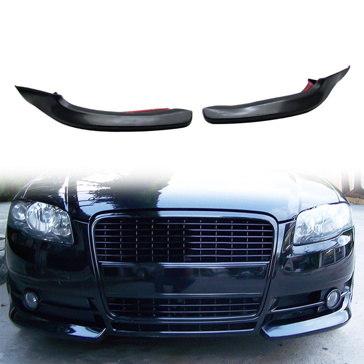 2006-2008 Audi A4 B7 Euro style Unpainted Black Front Lip Splitter PU