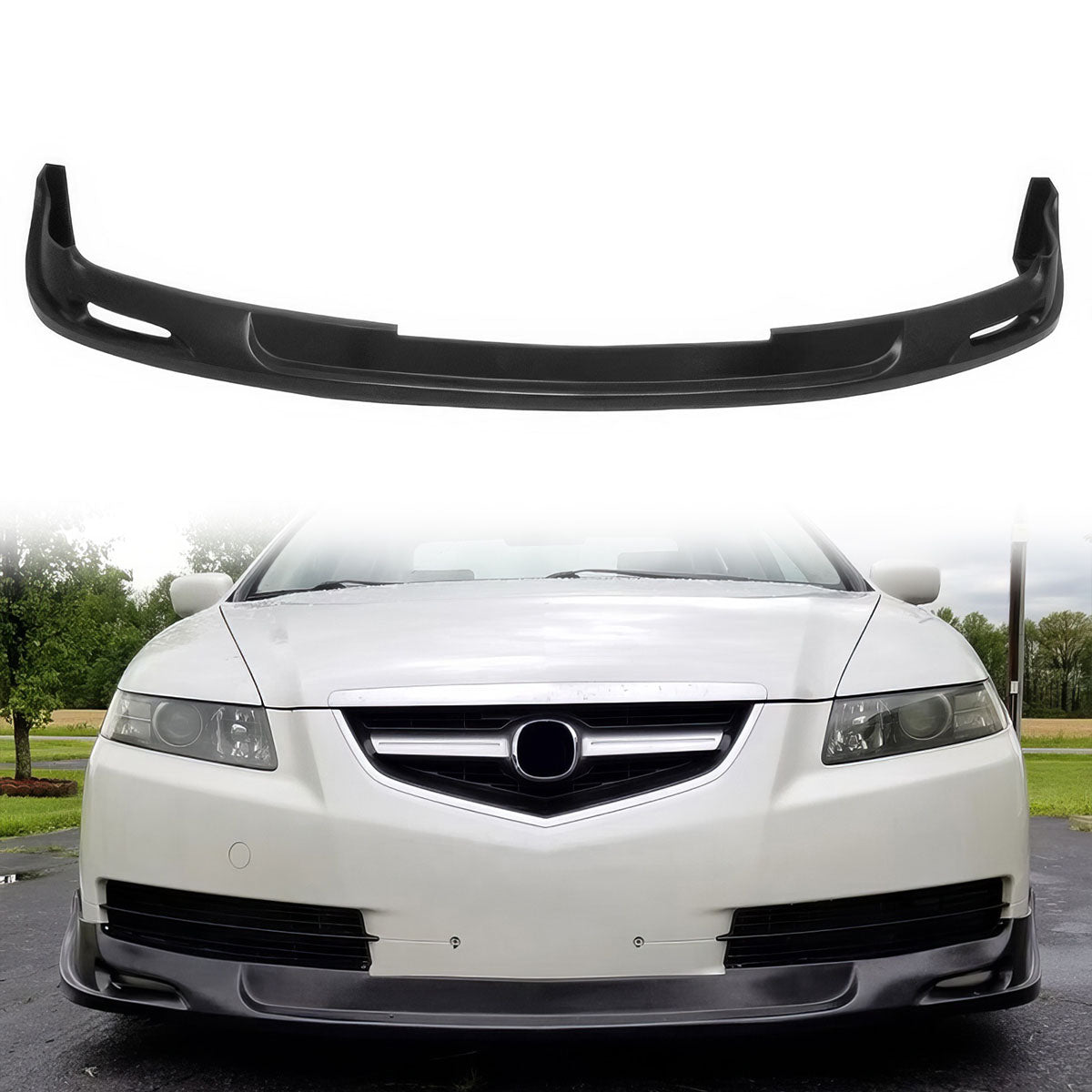 2004-2006 Acura TL Sedan MU Style Unpainted Black Front Bumper Lip PU