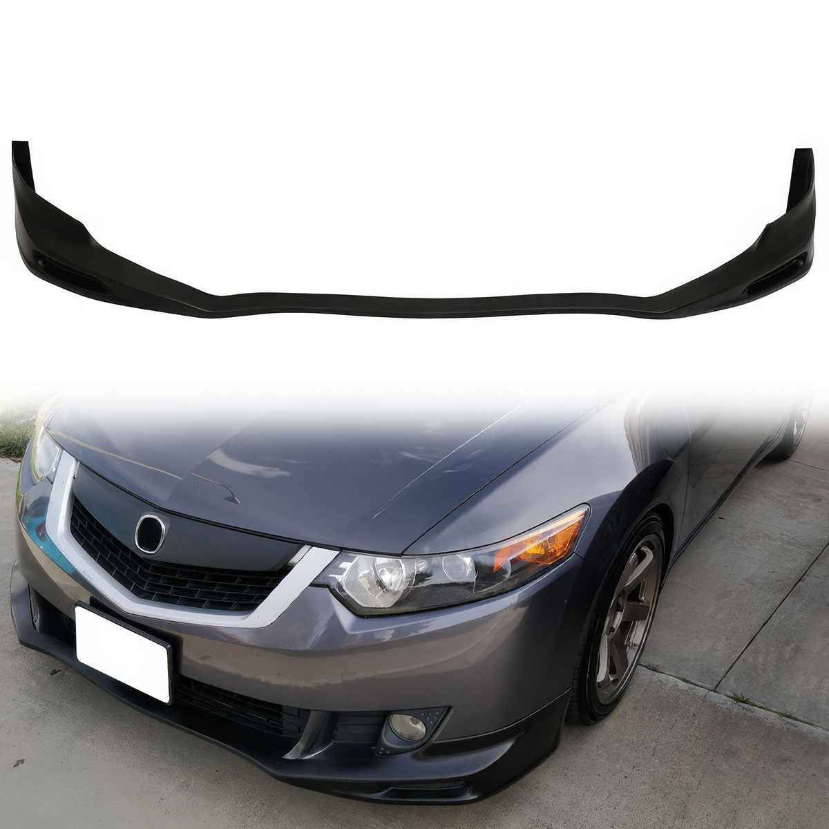 2009-2010 Acura TSX CU1 JDM Style Unpainted Black Front Bumper Lip PU