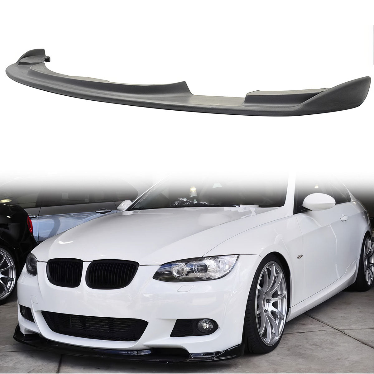 2007-2010 BMW 3-Series H style Unpainted Black Front Bumper Lip PU