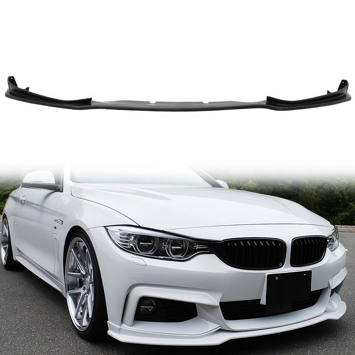 2014-2020 BMW F32 F33 F36 E Style Unpainted Black Front Bumper Lip PU