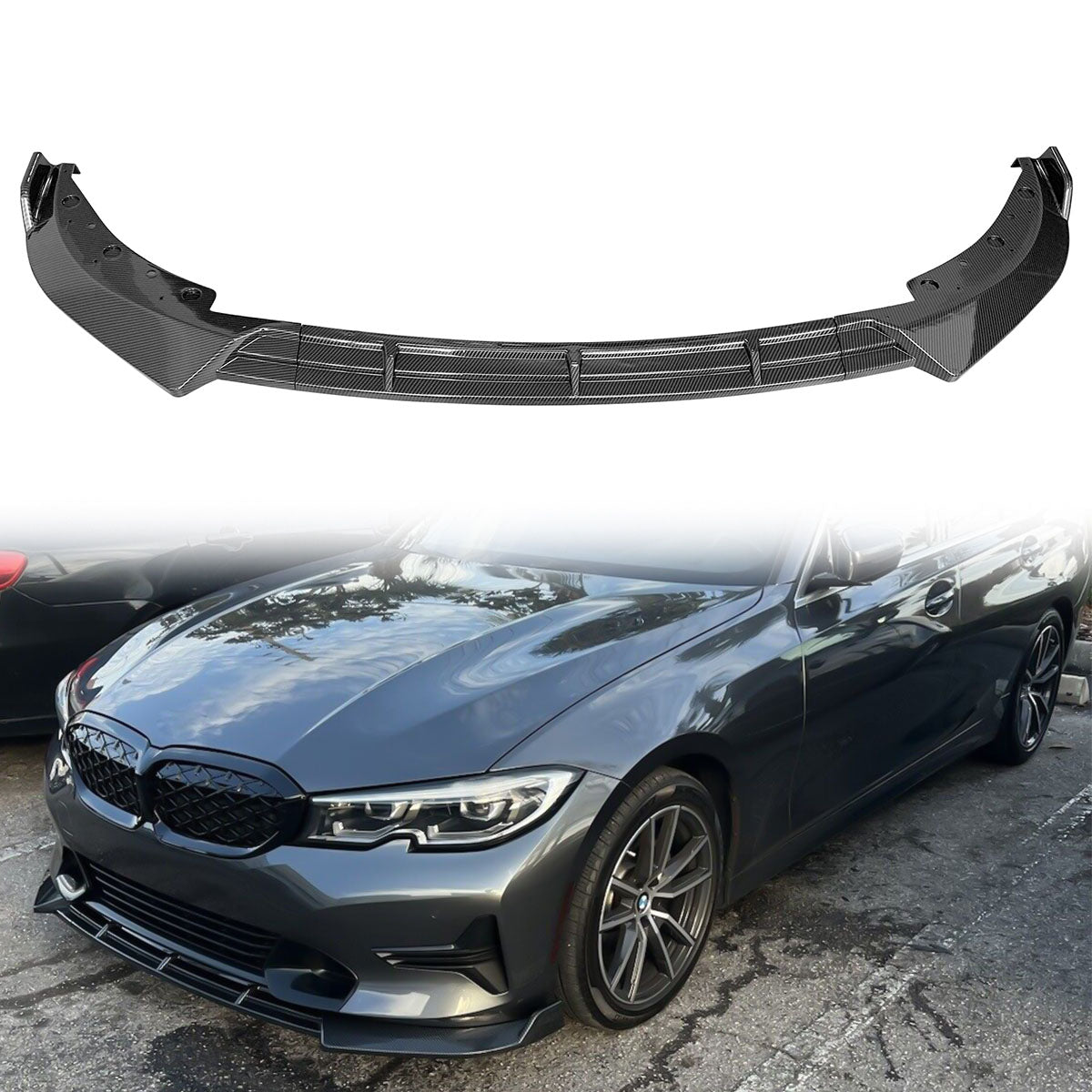 2019-2022 BMW G20 Sport Line 3PCS IKON Style Front Bumper Lip PP