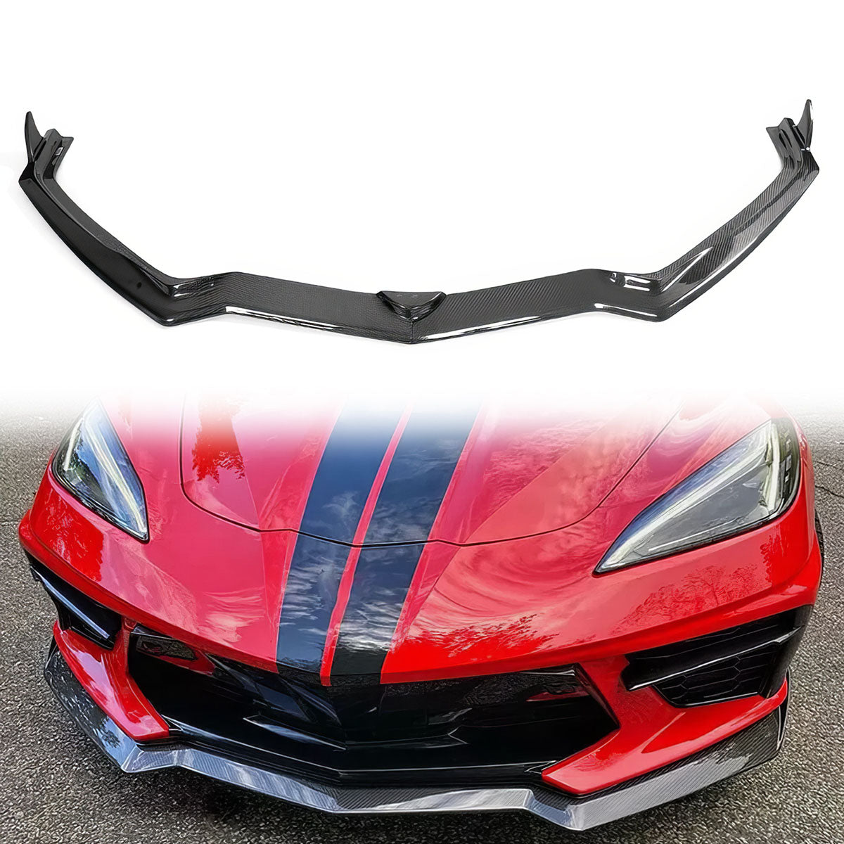 2020-2025 Corvette C8 Stingray/Z51 Front Bumper Lip Carbon Fiber 2PC