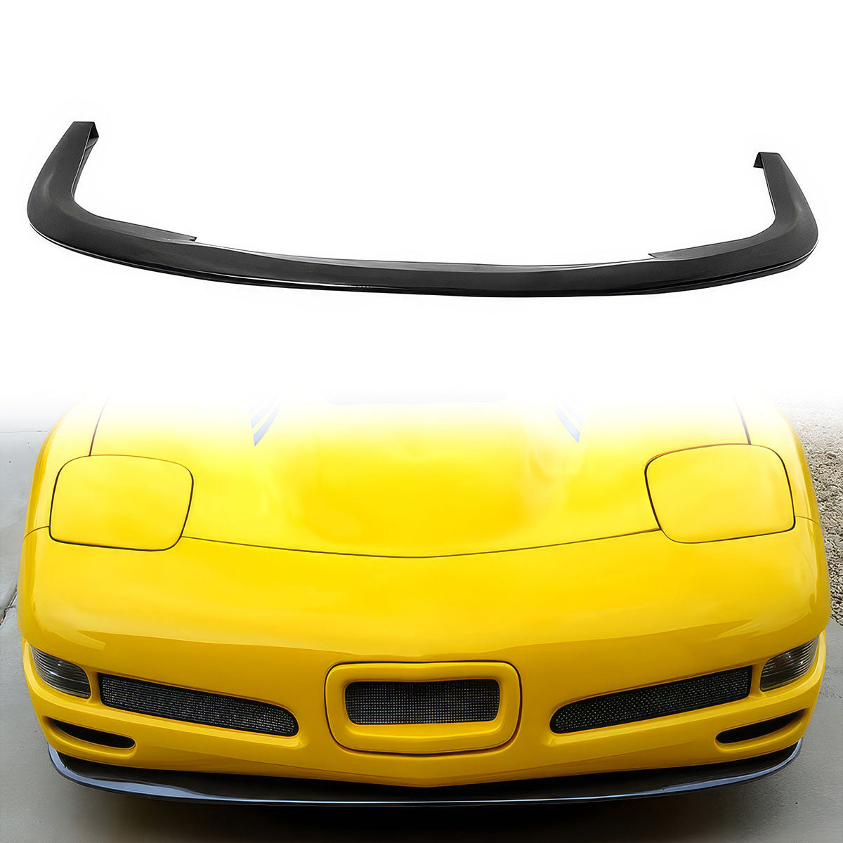 1997-2004 Chevrolet Corvette CS Style Unpainted Black Front Bumper Lip